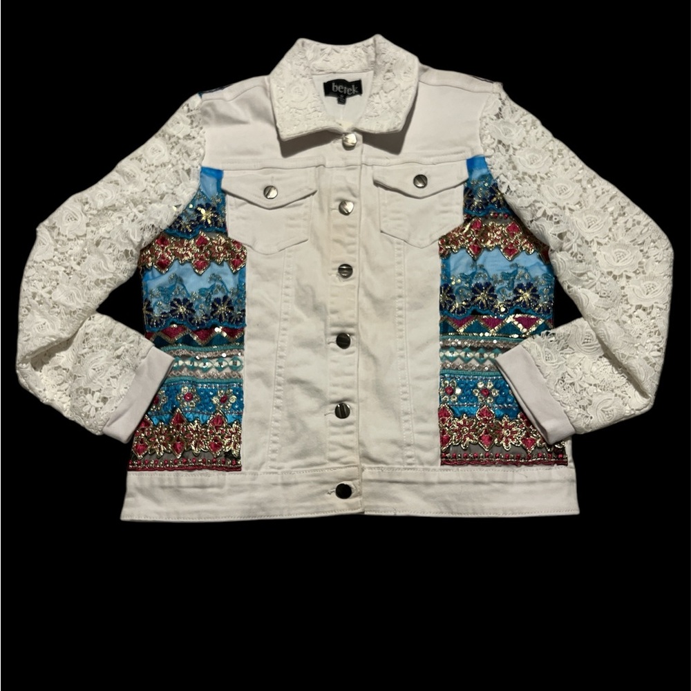 Berek Women's Multicolor Embroidered Jacket Medium.